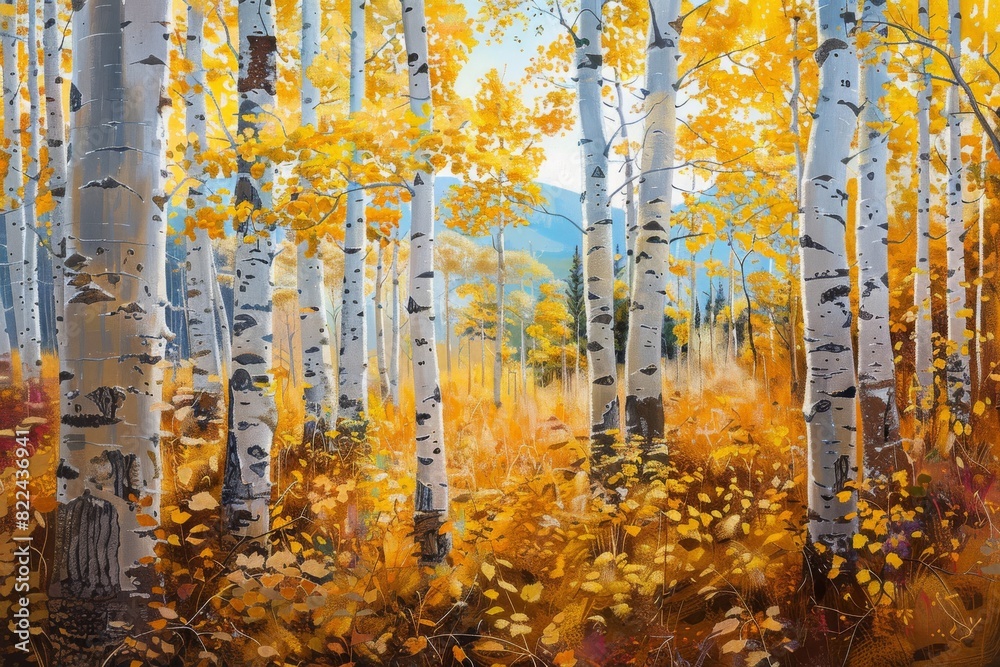Autumn charm of vibrant aspen forest dancing foliage paints enchanted scene inspiring a fantasy world Autumn charm of vibrant aspen forest dancing foliage paints enchanted scene inspiring a fantasy world