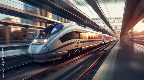 High-Speed Train in Motion: Perfect for Travel Brochures, Modern Transportation, and Technology Themes © Business Pics