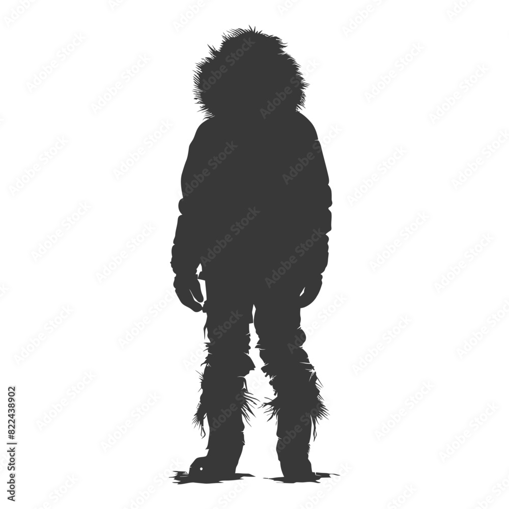 Silhouette native arctic tribe man black color only Silhouette native arctic tribe man black color only