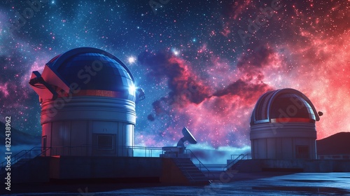 A celestial observatory where AI-driven telescopes scan the cosmos for signs of extraterrestrial intelligence, their sensors capturing the mysteries of the universe in stunning detail. 