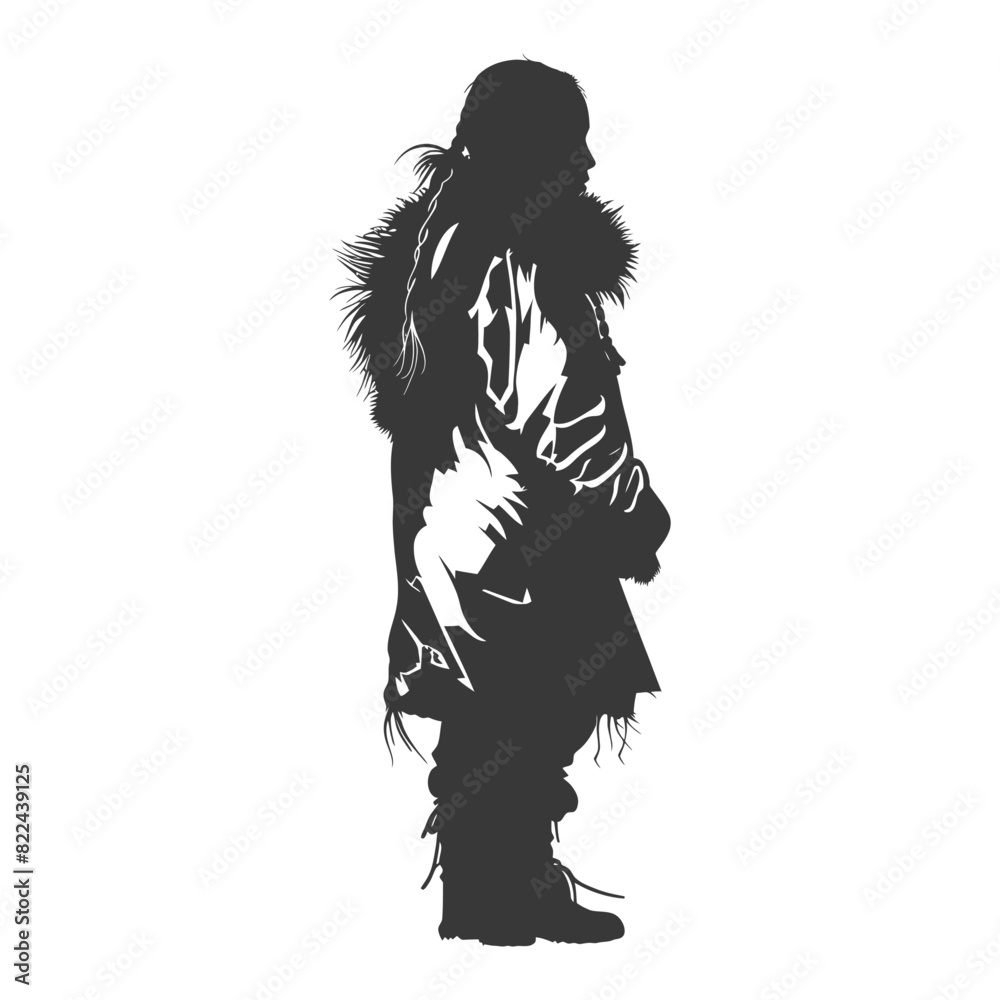 Silhouette native arctic tribe woman black color only Silhouette native arctic tribe woman black color only