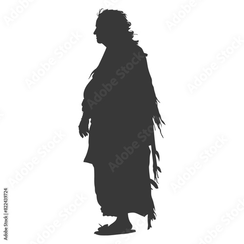 Silhouette native australian tribe elderly woman black color only