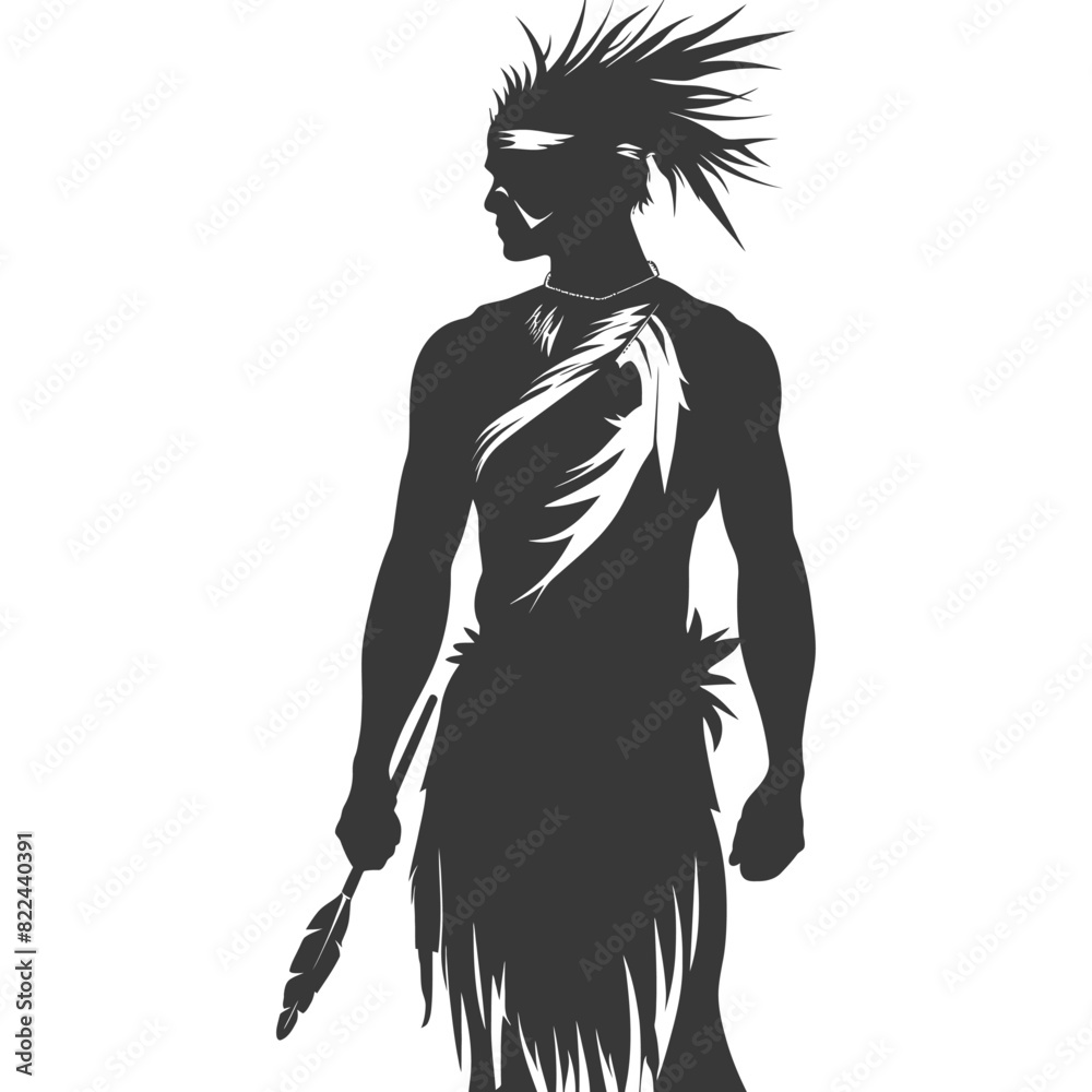 Silhouette native australian tribe man black color only Silhouette native australian tribe man black color only