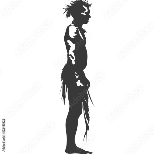 Silhouette native australian tribe man black color only