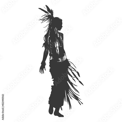 Silhouette native australian tribe woman black color only