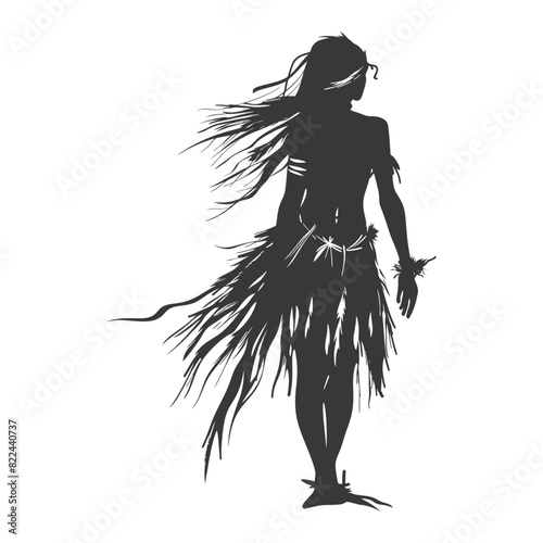 Silhouette native australian tribe woman black color only