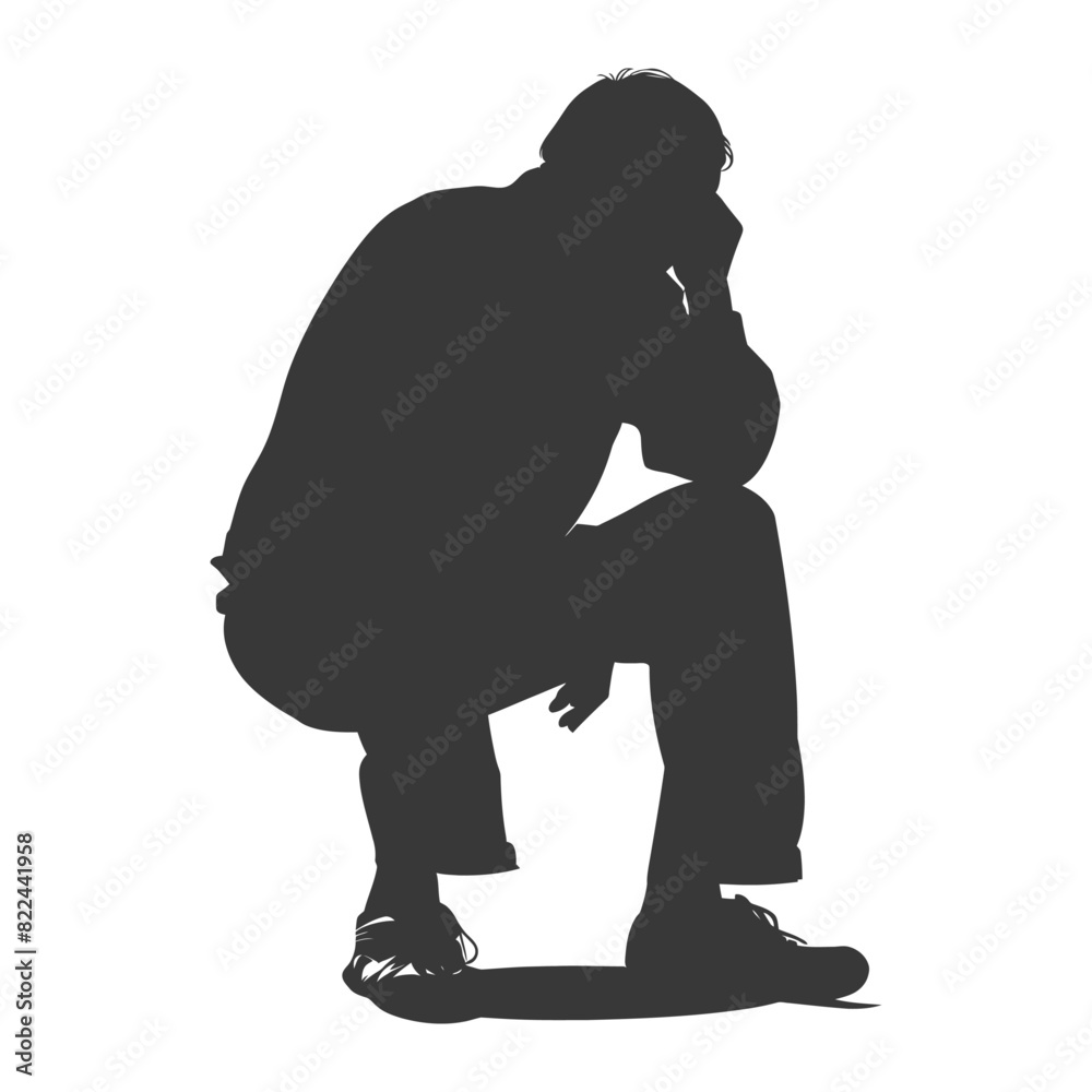 Silhouette sad elderly man sitting alone depressed sitting black color only Silhouette sad elderly man sitting alone depressed sitting black color only
