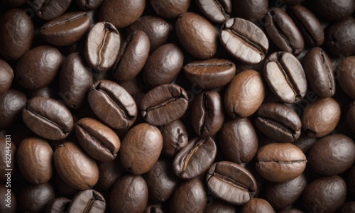 Close-Up View of Roasted Coffee Beans in Rich Detail. Coffee background