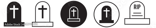 Tombstone line icon set. rip headstone vector icon. death grave tone icon. gravestone line icon suitable for apps and websites UI designs. photo