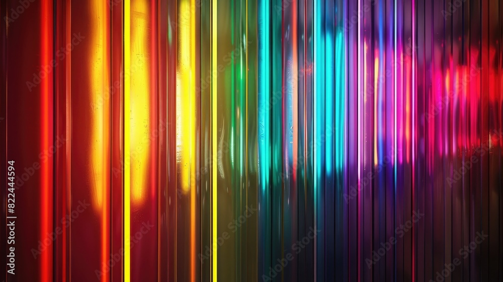 Abstract background with colorful vertical stripes of light and shadow, reflecting the effect of a neon l
