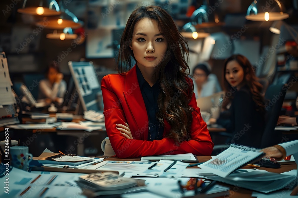 Fototapeta premium Strategy Manager Surrounded by Analytical Tools and Concepts