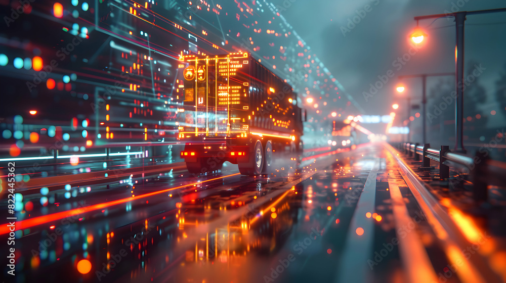 Photo Stock Concept: Photo realistic logistics data visualization as Digital art showcasing clarity and innovation in logistics technology Photo Stock Concept: Photo realistic logistics data visualization as Digital art showcasing clarity and innovation in logistics technology