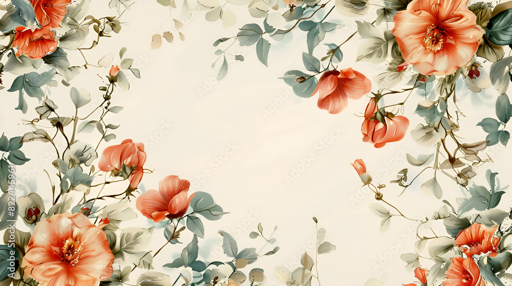 a collection of flowers arranged on a white background, Vintage floral background ,floral background with blue red and yellow flowers on a beige background a collection of flowers arranged on a white background, Vintage floral background ,floral background with blue red and yellow flowers on a beige background