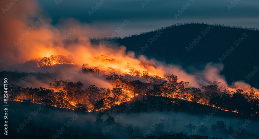 Forest fire. Disaster, large-scale forest fires. Ecology concept. Environmental pollution. Aerial view. Forest fire. Disaster, large-scale forest fires. Ecology concept. Environmental pollution. Aerial view.