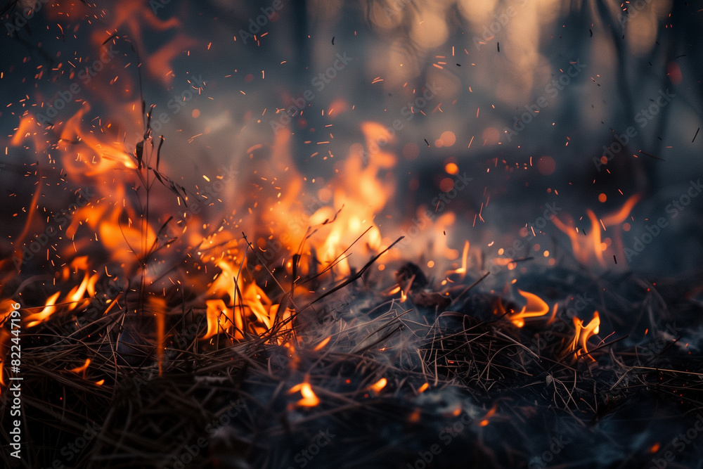 Burning peat bogs. Burning grass close up. Forest fire. Disaster, large-scale forest fires. Ecology concept. Environmental pollution. Burning peat bogs. Burning grass close up. Forest fire. Disaster, large-scale forest fires. Ecology concept. Environmental pollution.