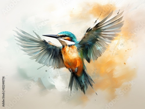 Beautiful watercolor painting of a vibrant bird in flight, showcasing nature's grace and elegance in stunning detail.
