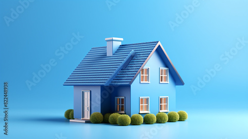 Home isolated on blue background created with Generative AI