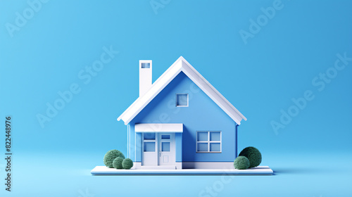 Home isolated on blue background created with Generative AI