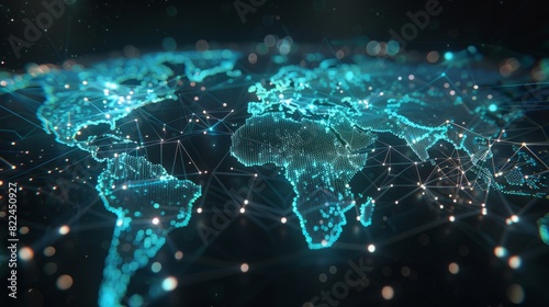 World map, network connectivity, data exchange and telecommunication