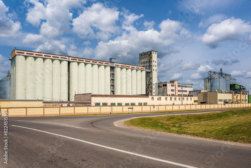 silos granary elevator on agro-industrial complex with seed cleaning and drying line for grain storage