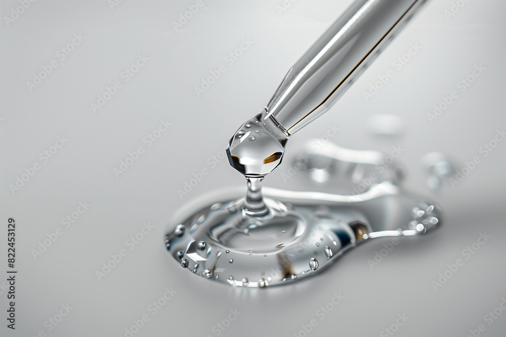 Clear essential oil dripping from dropper isolated on white background, 3d render Clear essential oil dripping from dropper isolated on white background, 3d render