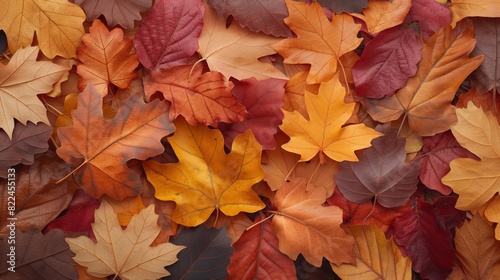 Autumn leaves in a variety of colors, creating a vibrant and textured seasonal background.