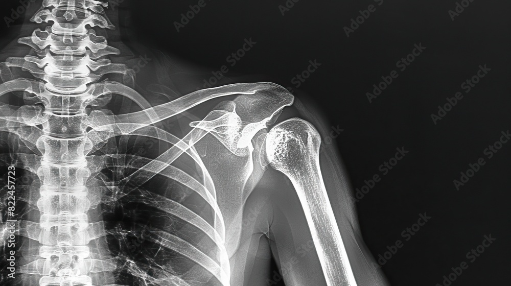 A detailed Xray image of the upper left shoulder A detailed Xray image of the upper left shoulder