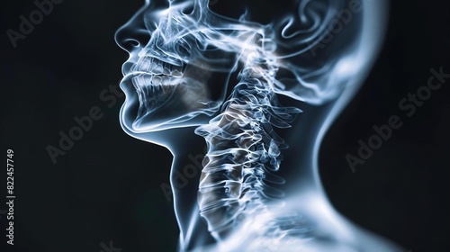 A detailed Xray image of the thyroid gland, responsible for energy regulation, positioned in the lower neck near the windpipe photo