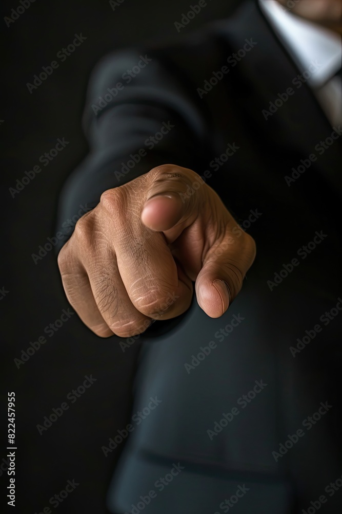 Businessman finger point to you, front view Businessman finger point to you, front view