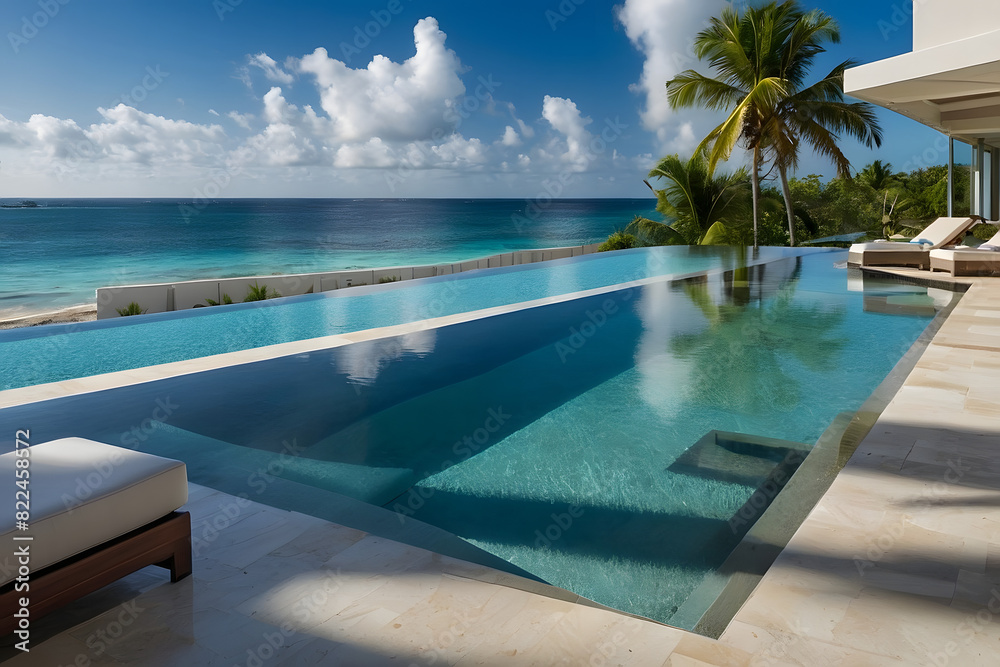 Fototapeta premium Beautiful House with a Panoramic Pool