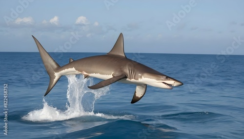 A Hammerhead Shark Breaching The Surface Of The Oc
