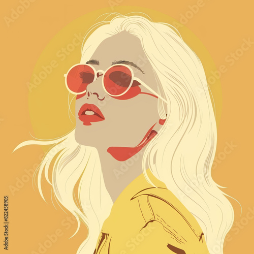 Stylized Portrait of Woman with Sunglasses in Retro Pop Art Style