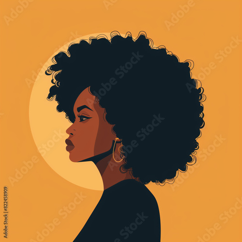Modern Illustration of a Woman with Curly Hair in Profile View