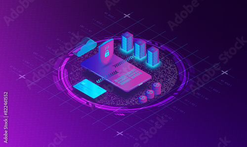 Mobile Wallet Encryption Concept - 3D Illustration