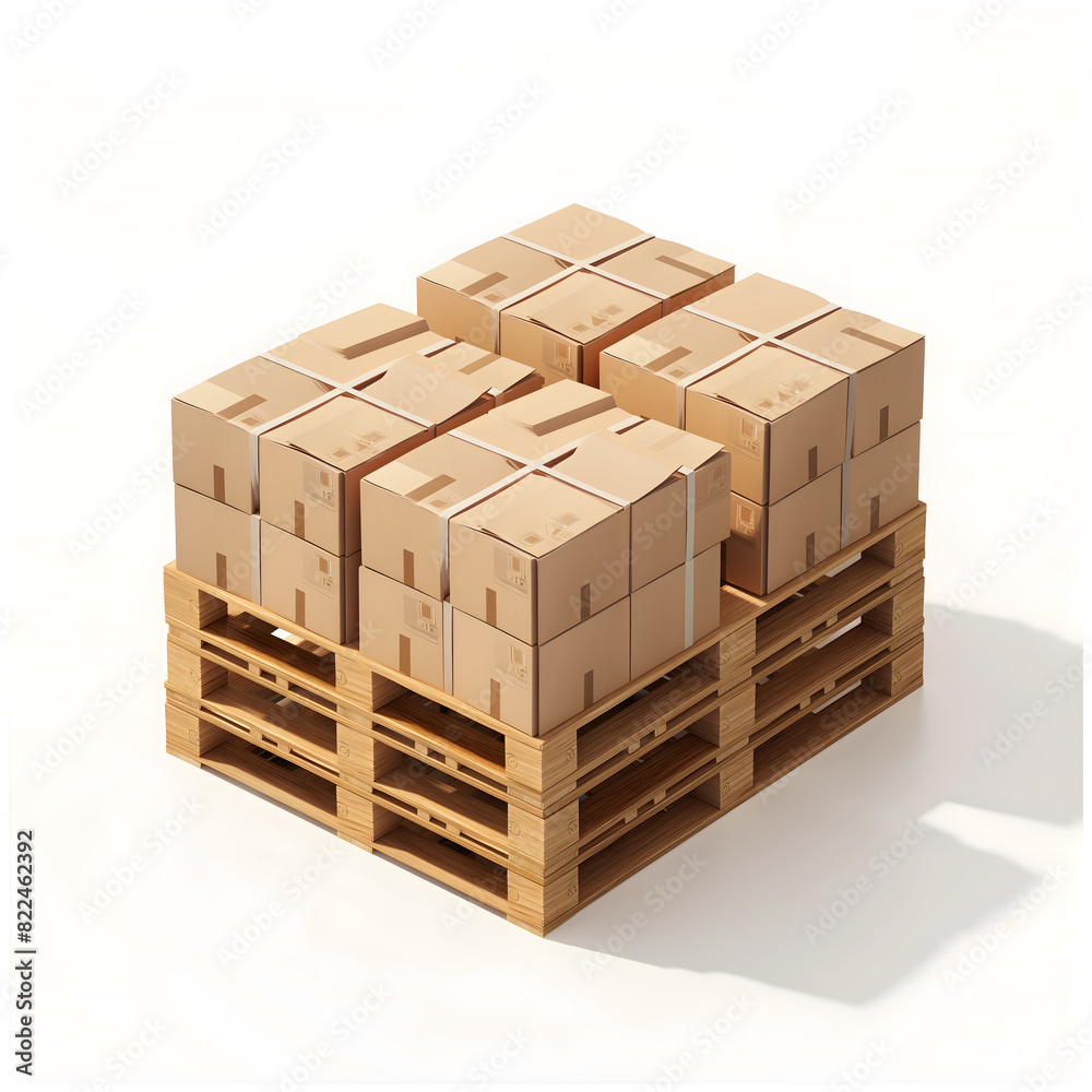 Pallet of Cardboard Boxes in Warehouse Setting for Logistics and Shipping Pallet of Cardboard Boxes in Warehouse Setting for Logistics and Shipping