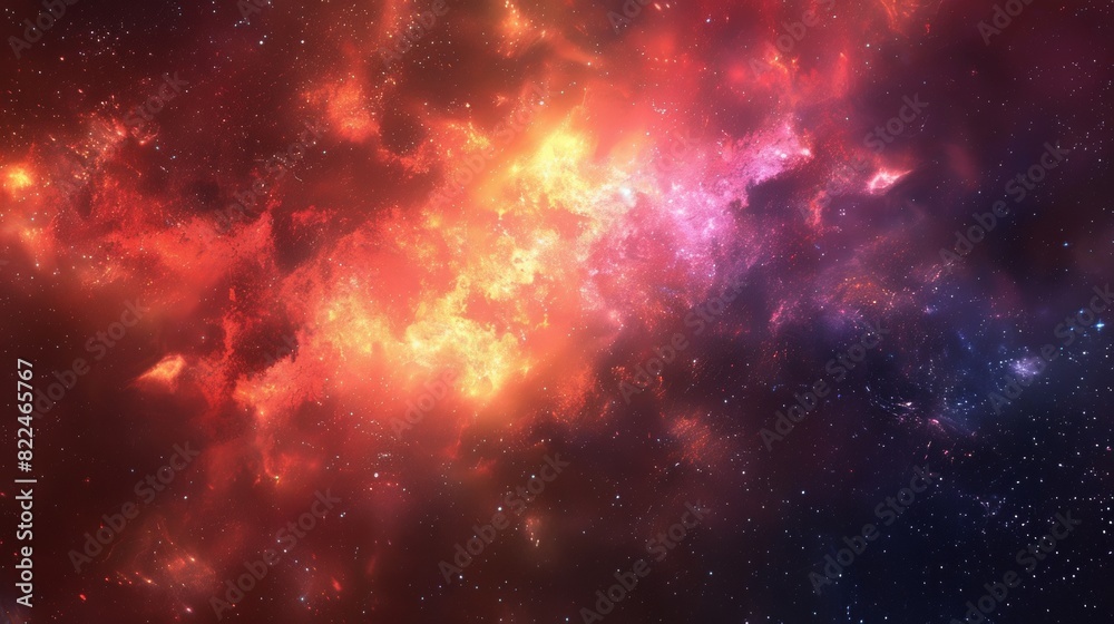 Naklejka premium Majestic Nebula with Shimmering Stars in Deep Space.