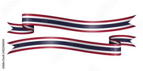 Set of flag ribbon with colors of Thailand for independence day celebration decoration