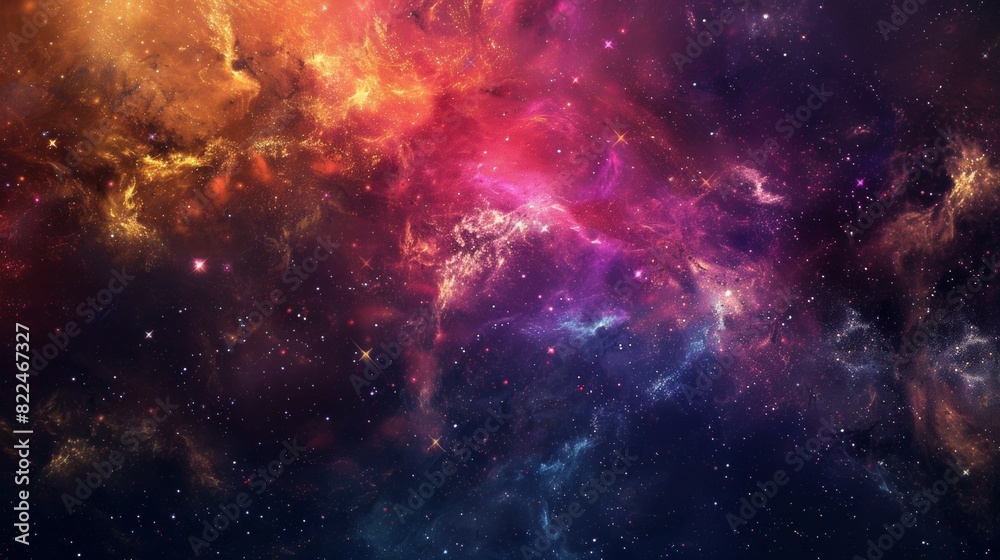 Majestic Nebula with Shimmering Stars in Deep Space. Majestic Nebula with Shimmering Stars in Deep Space.
