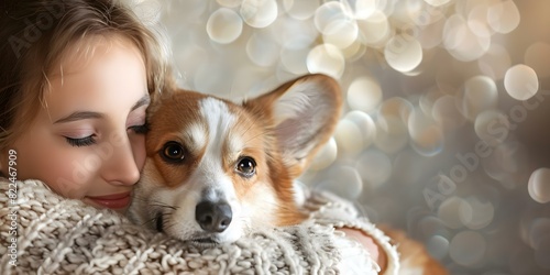 Embracing the Joy of Pet Companionship  A Girl and Her Corgi Share a Cozy Moment. Concept Pet Companionship  Girl and Pet  Cozy Moments  Corgi Love  Joyful Bond