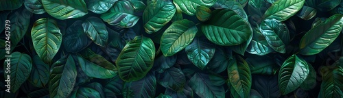 A dense  vibrant wall of green leaves  perfect for nature and botanical themed projects. This stock photo captures lush foliage in various shades.