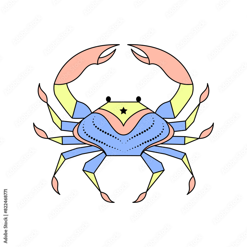Cancer zodiac sign in line art style on white background. Cancer zodiac sign in line art style on white background.