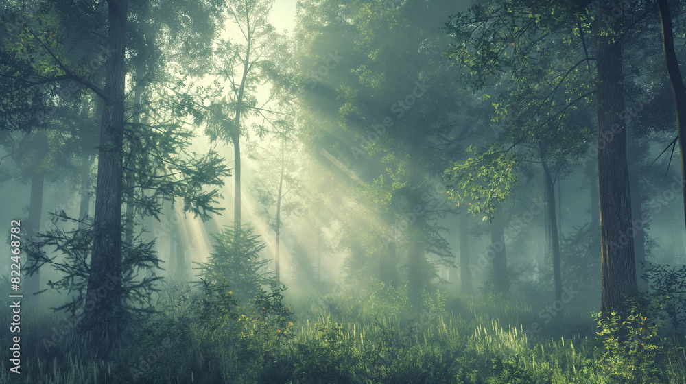 Obraz premium Morning Fog in Forest