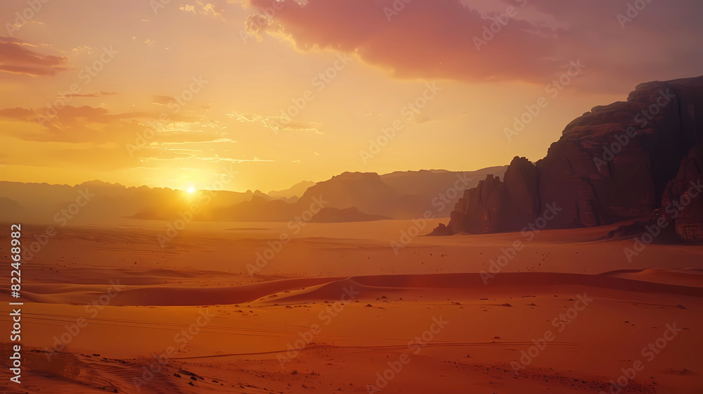 Wadi Rum's Evening Glow: A Middle Eastern Sunset