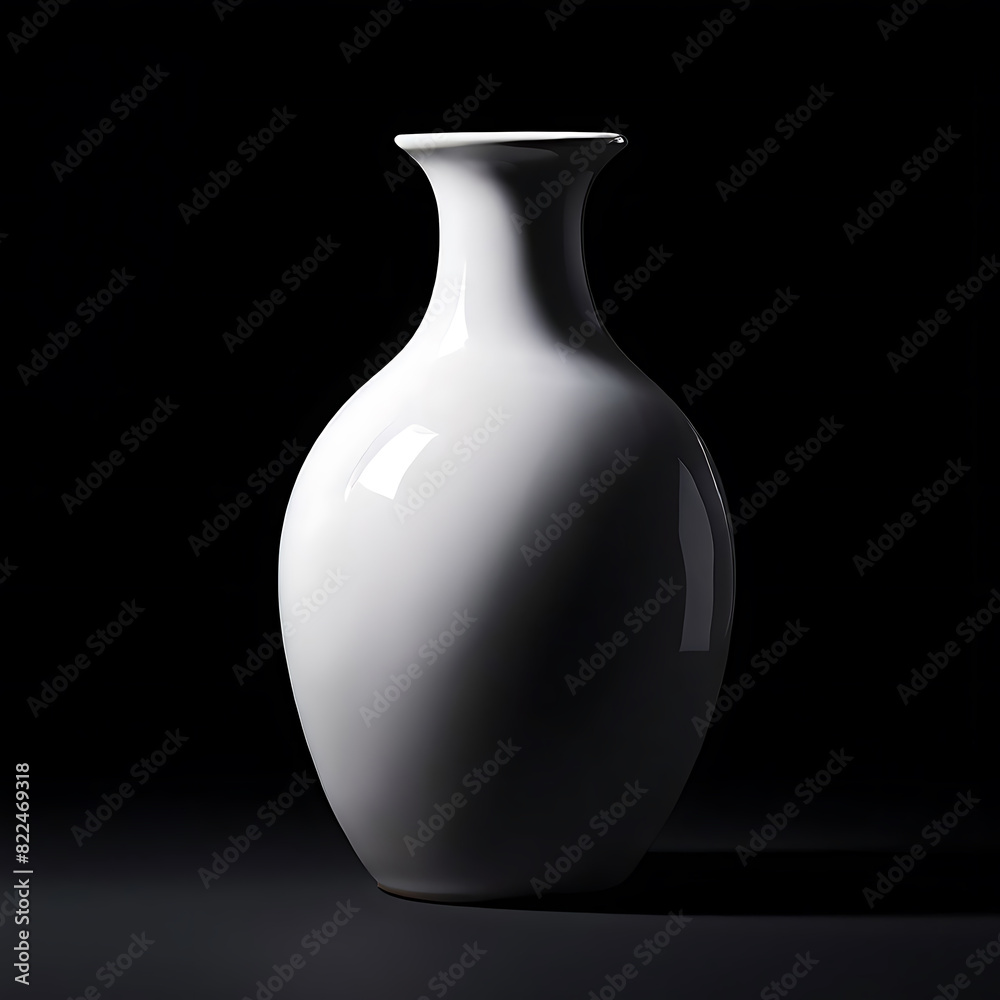 Empty white ceramic vase on black background. light dark contrast, Empty white ceramic vase on black background. light dark contrast,