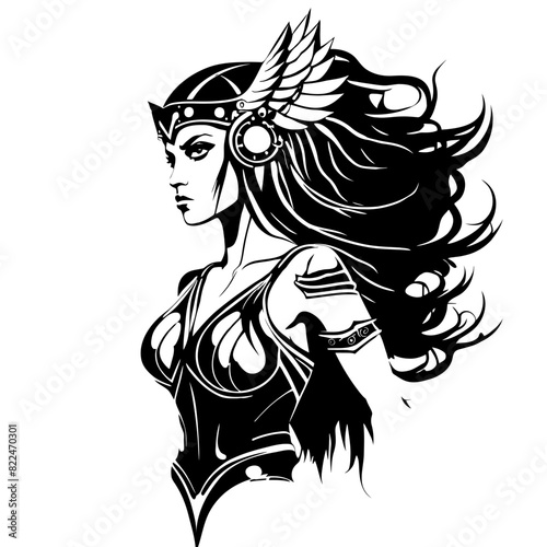 Majestic Vector Art of Valkyrie Silhouette: Channel Courage, Strength, and Warrior Spirit into Your Space