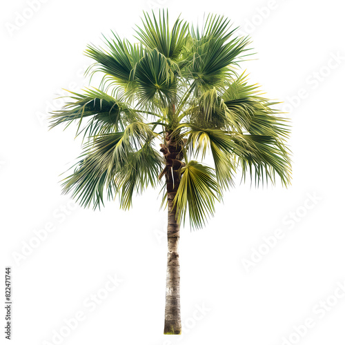 Tropical Isolated Palm Tree on White Background - Exotic Plant