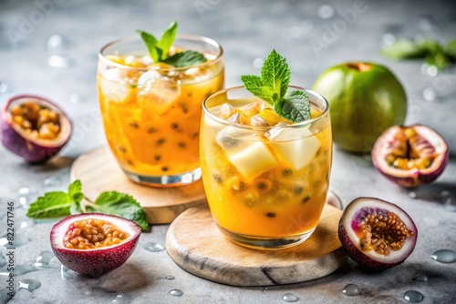 Refreshing Passion Fruit Cocktails with Mint