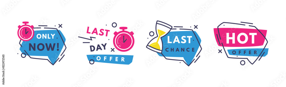 Hot Sale Countdown Badges with Last Offer and Chance Promo Sticker Vector Set Hot Sale Countdown Badges with Last Offer and Chance Promo Sticker Vector Set