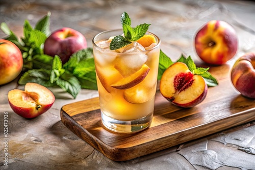 Peach Iced Tea with Fresh Peach Slices