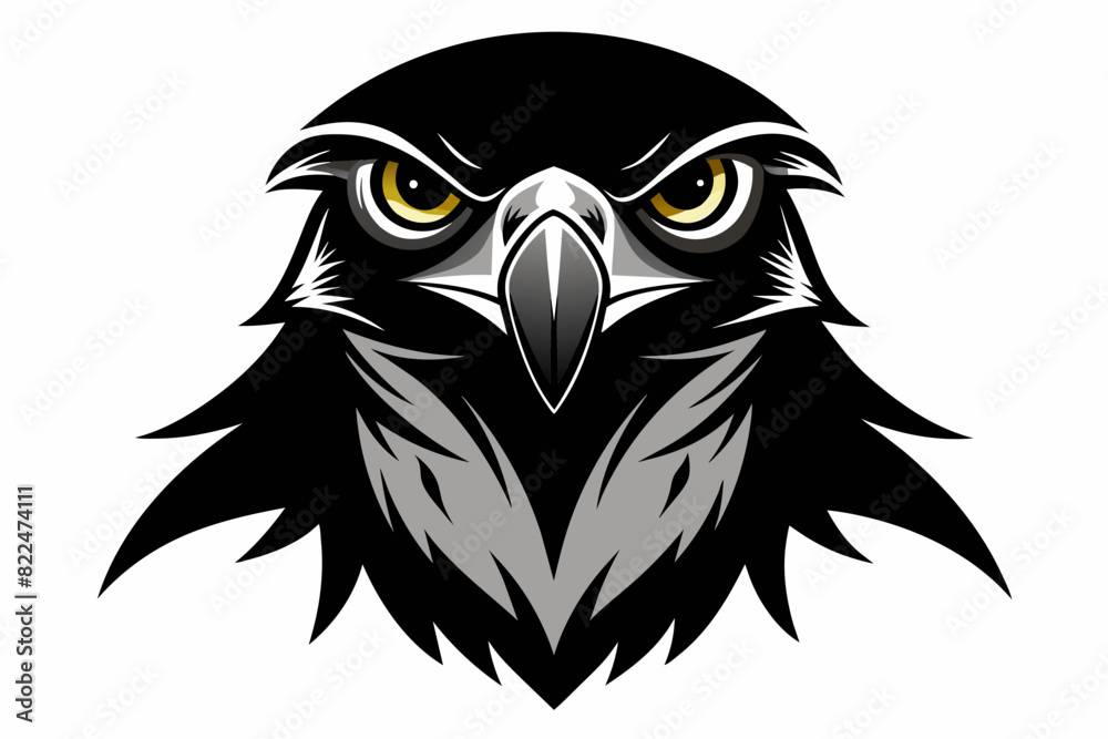 Obraz premium A hawk head silhouette black vector artwork illustration